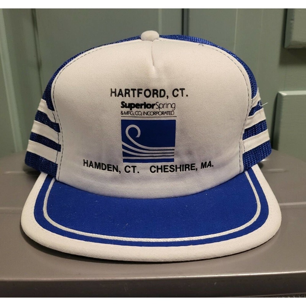 VTG 3 Stripes Superior Spring Manufacturing Snapback Trucker Mesh Hat Cap